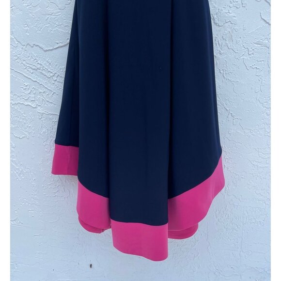 Aqua Womens Sleeveless Colorblock High Low Dress Navy Pink Sz 8 - Picture 4 of 11